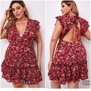 Plus Size Red Floral Shein Dress